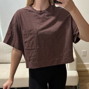 Athleta Brown Class Cotton Cropped Tee